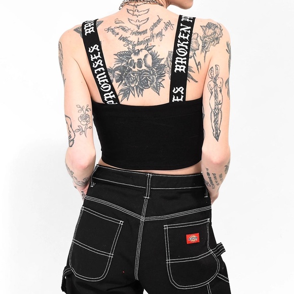 Broken Promises Road Black Front Snap Crop Tank Top Brand New w/Tags Sz S - Picture 8 of 8